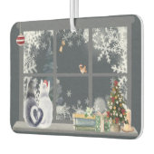 Katzen im Weihnachtsfenster Autolufterfrischer (Links)