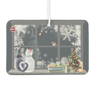 Katzen im Weihnachtsfenster Autolufterfrischer