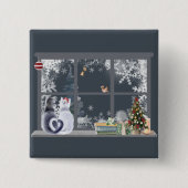 Katzen im Weihnachtsfenster Button (Vorderseite)