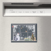 Katzen im Weihnachtsfenster Magnet (In Situ (Geschirrspüler))