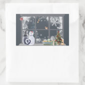 Katzen im Weihnachtsfenster Rechteckiger Aufkleber (Tasche)