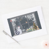 Katzen im Weihnachtsfenster Rechteckiger Aufkleber (Umschlag)