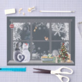 Katzen im Weihnachtsfenster Seidenpapier (Handwerk)