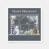 Katzen im Weihnachtsfenster Serviette (Vorderseite)