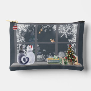 Katzen im Weihnachtsfenster Zubehörtasche