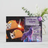 Katzen im Weltraum Einladung (Stehend Vorderseite)