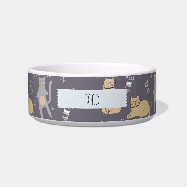 Katzen im Weltraum Nahtlose Muster-Individuelle Na Napf (Vorderseite)
