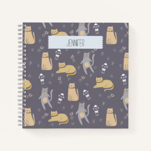 Katzen im Weltraum Nahtlose Muster-Individuelle Na Notizblock