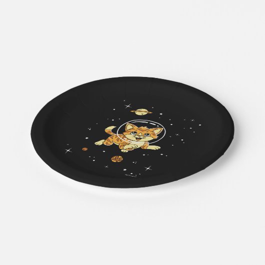 Katzen im Weltraum Pappteller (Schrägansicht)