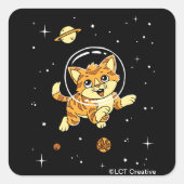 Katzen im Weltraum Quadratischer Aufkleber (Vorderseite)