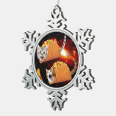 Katzen im Weltraum Schneeflocken Zinn-Ornament (Rechts)