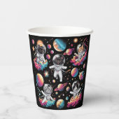Katzen im Weltraumpapier-Becher! Pappbecher (Rückseite)