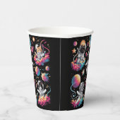 Katzen im Weltraumpapier-Becher! Pappbecher (Rechts)