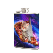 Katzen im Weltraumpizza Flachmann (Links)
