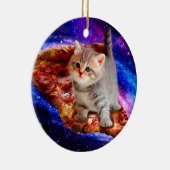 Katzen im Weltraumpizza Keramik Ornament (Rechts)
