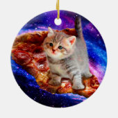 Katzen im Weltraumpizza Keramik Ornament (Hinten)