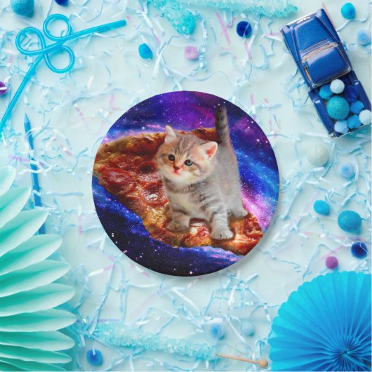 Katzen im Weltraumpizza Pappteller (Party)