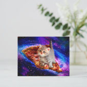Katzen im Weltraumpizza Postkarte (Stehend Vorderseite)