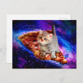 Katzen im Weltraumpizza Postkarte (Vorne/Hinten)