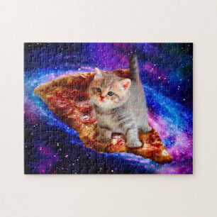 Katzen im Weltraumpizza Puzzle