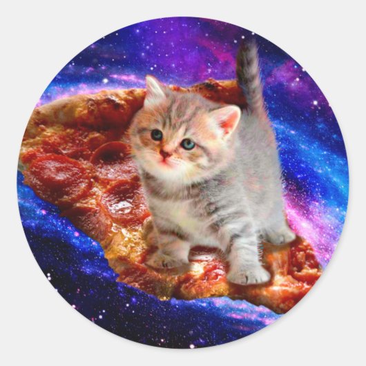 Katzen im Weltraumpizza Runder Aufkleber (Vorderseite)