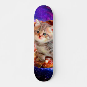 Katzen im Weltraumpizza Skateboard