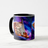 Katzen im Weltraumpizza Tasse (Vorderseite Links)