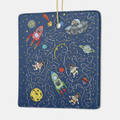 Katzen im Weltraumschmuck Keramikornament (Links)