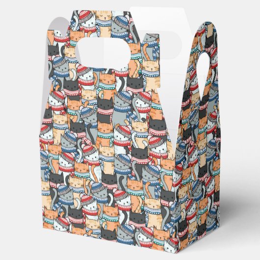 Katzen im Winter-Skarven & Hats-Muster Geschenkschachtel (Geöffnet)