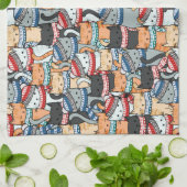 Katzen im Winter-Skarven & Hats-Muster Geschirrtuch (Gefaltet)