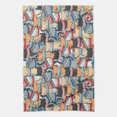 Katzen im Winter-Skarven & Hats-Muster Geschirrtuch (Vertikal)