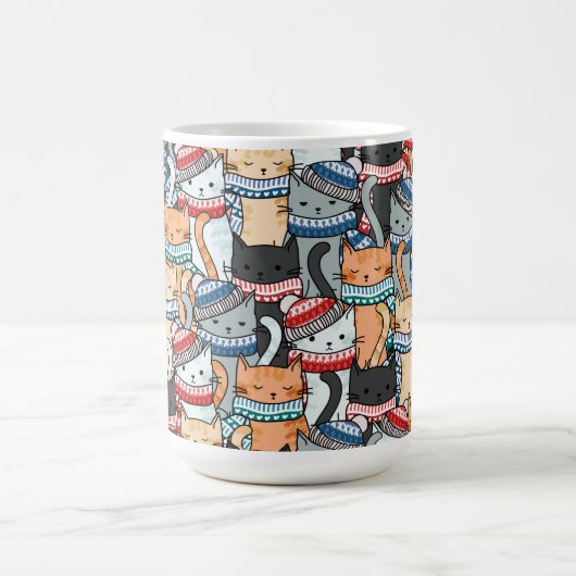 Katzen im Winter-Skarven & Hats-Muster Kaffeetasse (Mittel)