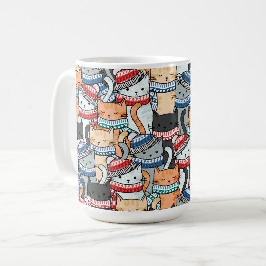 Katzen im Winter-Skarven & Hats-Muster Kaffeetasse (Vorderseite Links)
