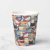 Katzen im Winter-Skarven & Hats-Muster Pappbecher (Rückseite)
