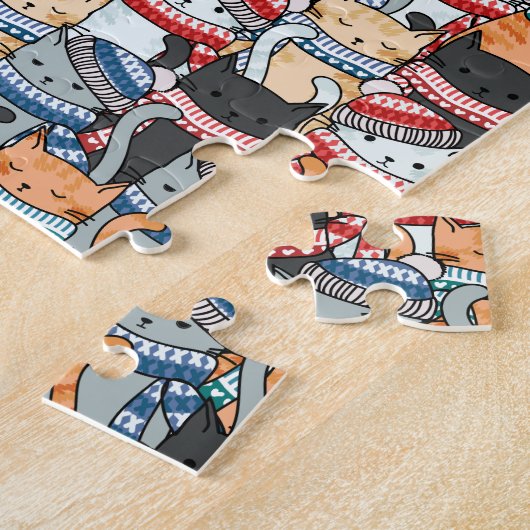 Katzen im Winter-Skarven & Hats-Muster Puzzle (Seite)