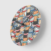 Katzen im Winter-Skarven & Hats-Muster Runde Wanduhr (Winkel)