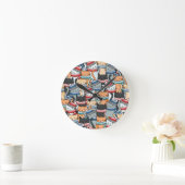 Katzen im Winter-Skarven & Hats-Muster Runde Wanduhr (Zuhause)