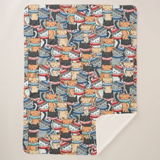 Katzen im Winter-Skarven & Hats-Muster Sherpadecke (Vorderseite)