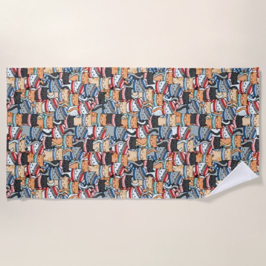 Katzen im Winter-Skarven & Hats-Muster Strandtuch (Vorderseite)