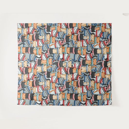 Katzen im Winter-Skarven & Hats-Muster Wandteppich (Vorderseite (Horizontal))