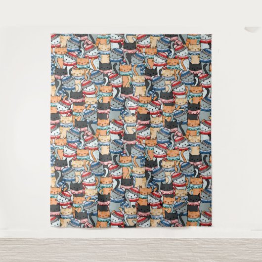 Katzen im Winter-Skarven & Hats-Muster Wandteppich (Vorderseite)