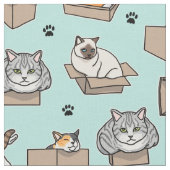Katzen in Boxen, wenn ich mich hinsetze, lustig Fa Stoff (Nahaufnahme)