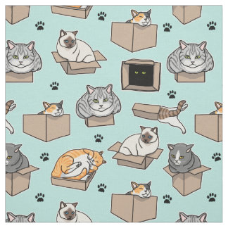 Katzen in Boxen, wenn ich mich hinsetze, lustig Fa Stoff