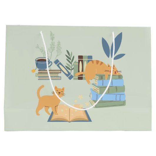 Katzen in Büchern Große Geschenktüte (Rückseite)
