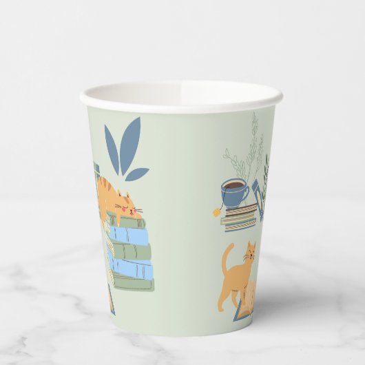 Katzen in Büchern Pappbecher (Links)