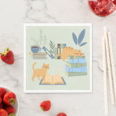 Katzen in Büchern Serviette (Beispiel)