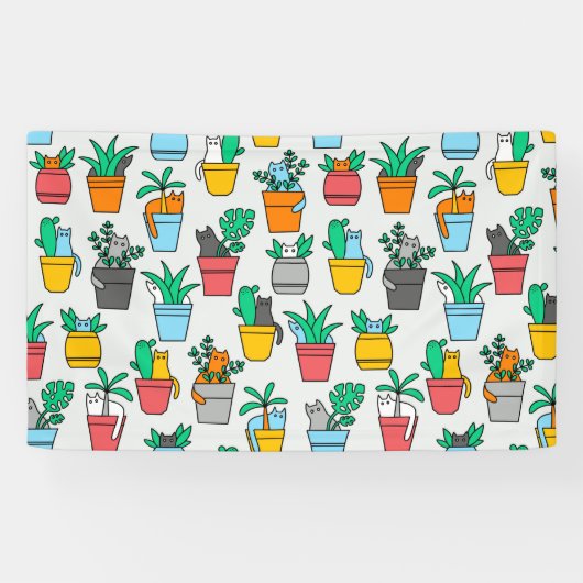 Katzen in den Blumentöpfen Banner (Horizontal)