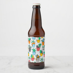 Katzen in den Blumentöpfen Bierflaschenetikett