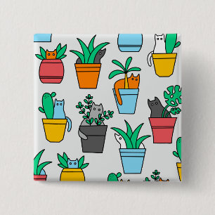 Katzen in den Blumentöpfen Button