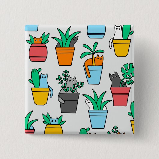 Katzen in den Blumentöpfen Button (Vorderseite)